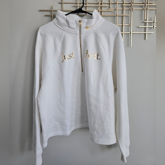 Nike Tops - Nike Women's White And Gold Half Zip